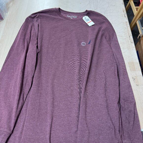 Nautica Performance Mens Maroon T-Shirt Large Crew Neck Long Sleeve 3XL - Picture 5 of 5